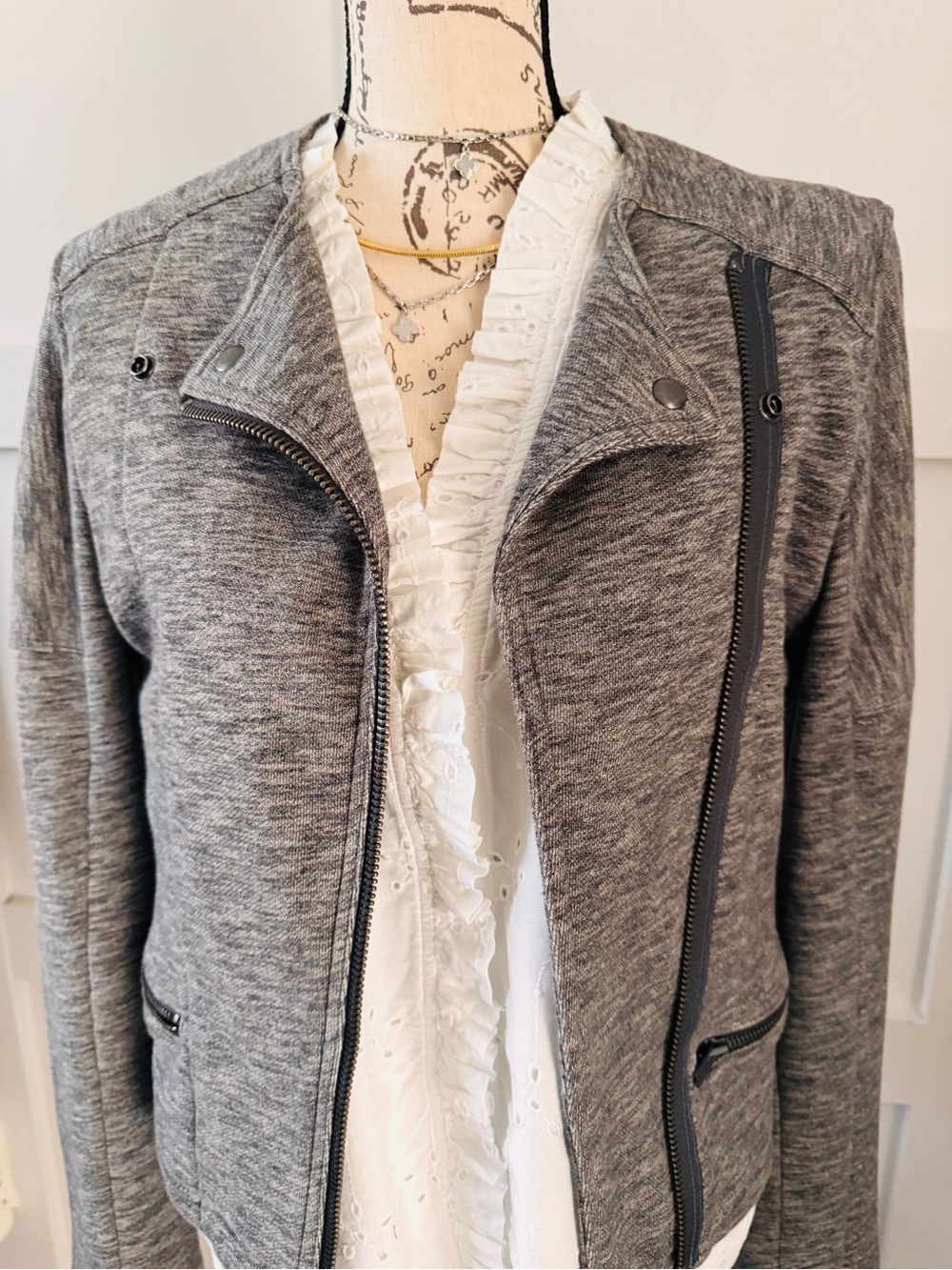GAP Gray Women's Bomber Moto Jacket